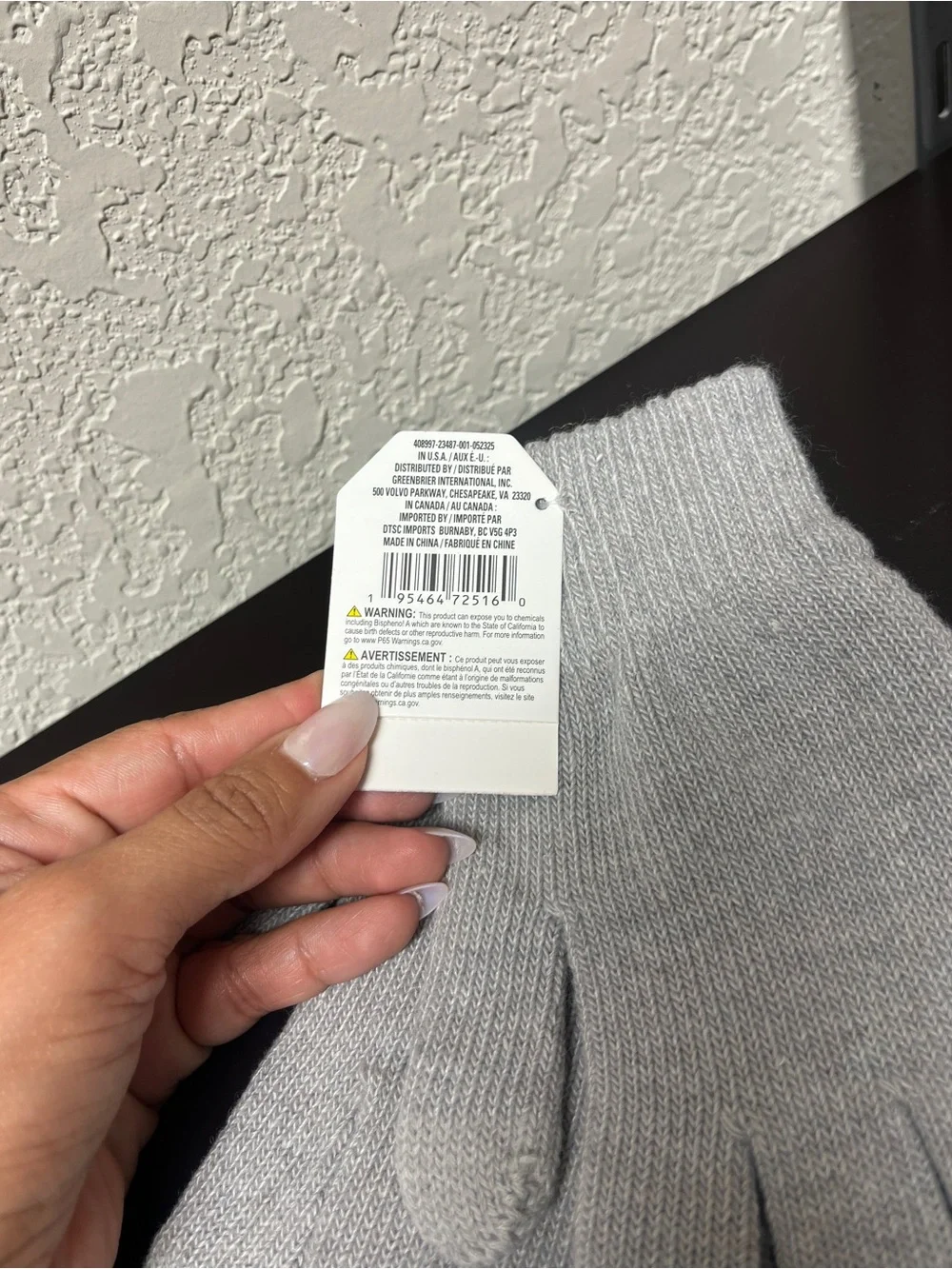 Source Unknown Silver Gray Knit Gloves